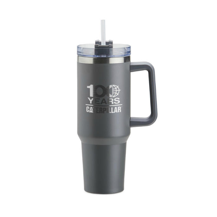 CANECA TÉRMICA 1,2L - 100 ANOS CATERPILLAR - CINZA